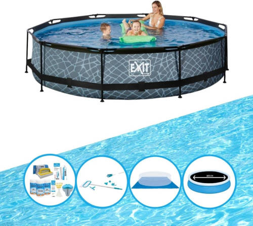 EXIT Toys Exit Zwembad Stone Grey - Frame Pool ø360x76cm - Plus Accessoires