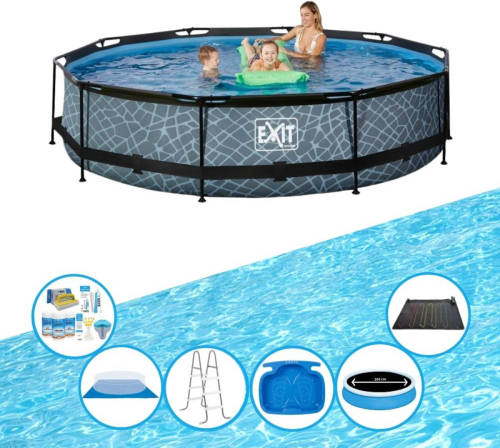 EXIT Toys Exit Zwembad Stone Grey - Frame Pool ø360x76cm - Plus Toebehoren