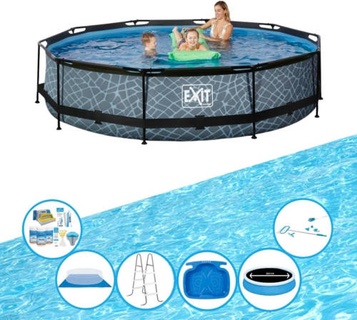 EXIT Toys Exit Zwembad Stone Grey - Frame Pool ø360x76cm - Zwembad Super Set