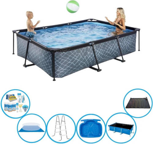 EXIT Toys Exit Zwembad Stone Grey - Frame Pool 300x200x65 Cm - Plus Toebehoren