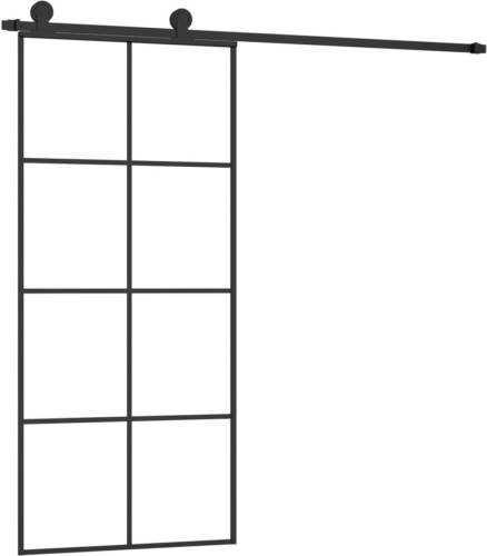 VidaXL Schuifdeur Met Beslag 90x205 Cm Esg-glas En Aluminium