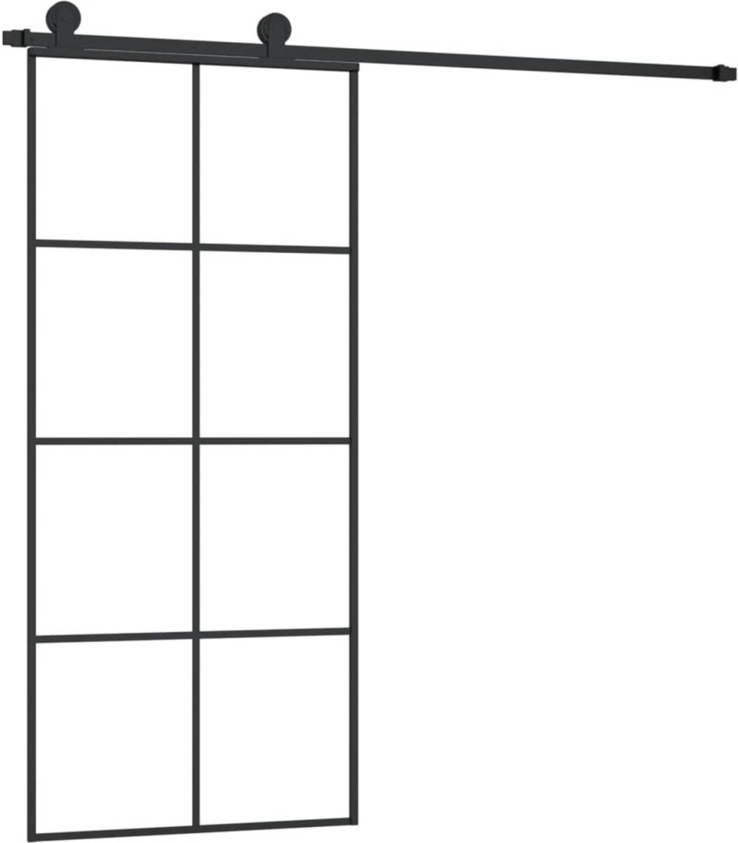 VidaXL Schuifdeur Met Beslag 90x205 Cm Esg-glas En Aluminium