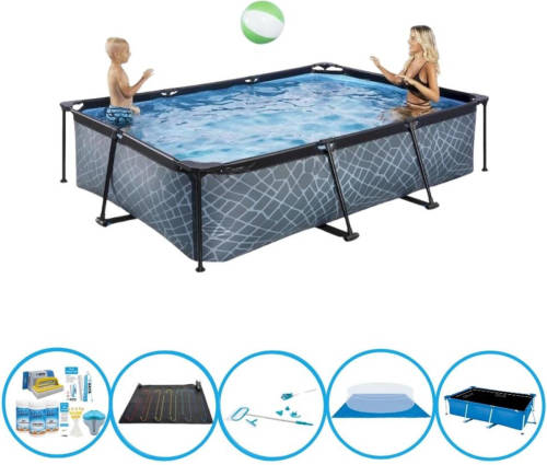 EXIT Toys Exit Zwembad Stone Grey - Frame Pool 300x200x65 Cm - Bundelpakket