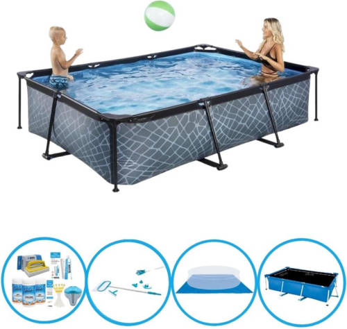 EXIT Toys Exit Zwembad Stone Grey - Frame Pool 300x200x65 Cm - Plus Accessoires