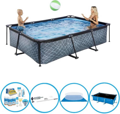 EXIT Toys Exit Zwembad Stone Grey - Frame Pool 300x200x65 Cm - Plus Bijbehorende Accessoires