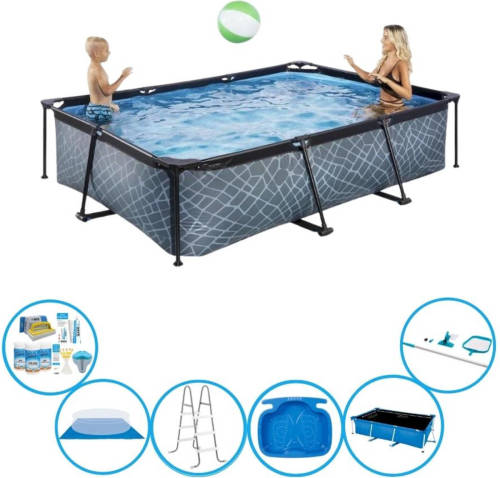 EXIT Toys Exit Zwembad Stone Grey - Frame Pool 300x200x65 Cm - Super Set