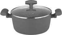 Michelino Braadpan 24cm - Hendels - Glazen Deksel - Grijs