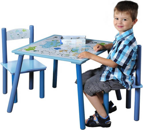 Decopatent Mdf Kindertafel Set Met 2 Stoelen Dinosaurus Motief Fsc