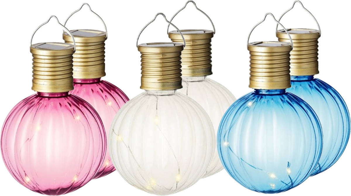 Lumineo - Solar Led Tuinlampjes Set Van 15x Stuks In 3 Kleuren 11 Cm - Lampionnen