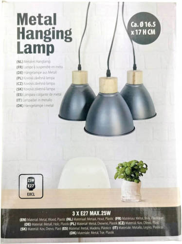 Lifestyle Hanglamp - (3 Kelken) - Lamp - Metaal Hanglamp (Metaal Hout - Grijs Wit)