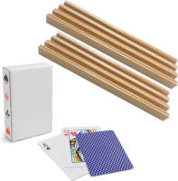 Engelhart 8x Speelkaarten Houders Hout 26 Cm Inclusief 54 Speelkaarten Blauw - Speelkaarthouders