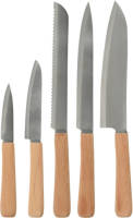 Excellent Houseware Chefs Messenset 5 Delig - Staal/hout - Messenset