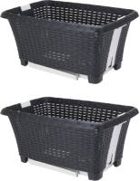 Bathroom Solutions 2x Stuks Wasmanden Op Poten - 38 Liter - Kunststof - Antraciet - Wasmanden