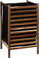 4Goodz Wasmand Acaciahout Open Met Zwarte Uitneembare Waszak - 37x39x65 Cm