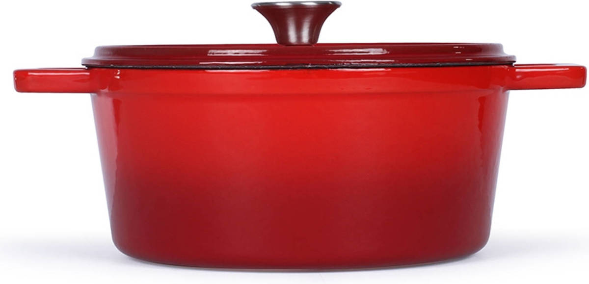 Livoo - Mep138r - Ronde Geëmailleerde Gietijzeren Braadpan - 4 Liter - Rood