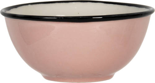 Clayre & Eef Soepbord Ø 12x6 Cm Roze Keramiek Rond Soepkom Servies Roze Soepkom Servies