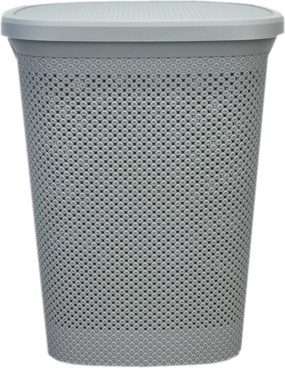 Excellent Houseware Grijze Kunststof Wasmand 60 Liter 37 X 46 X 60 Cm - Wasmanden
