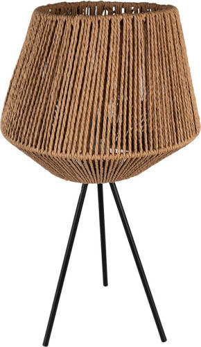 Clayre & Eef Tafellamp Ø 31x53 Cm Bruin Zwart Ijzer Bureaulamp Bruin Bureaulamp