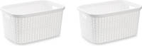 Forte Plastics 2x Stuks Kunststof Open Rotan Wasmand Van 35 Liter In Het Wit - Wasmanden