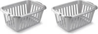 Forte Plastics 2x Stuks Kunststof Open Wasmand Van 35 Liter In Het Zilvergrijs - Wasmanden