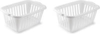Forte Plastics 2x Stuks Kunststof Open Wasmand Van 35 Liter In Het Wit - Wasmanden