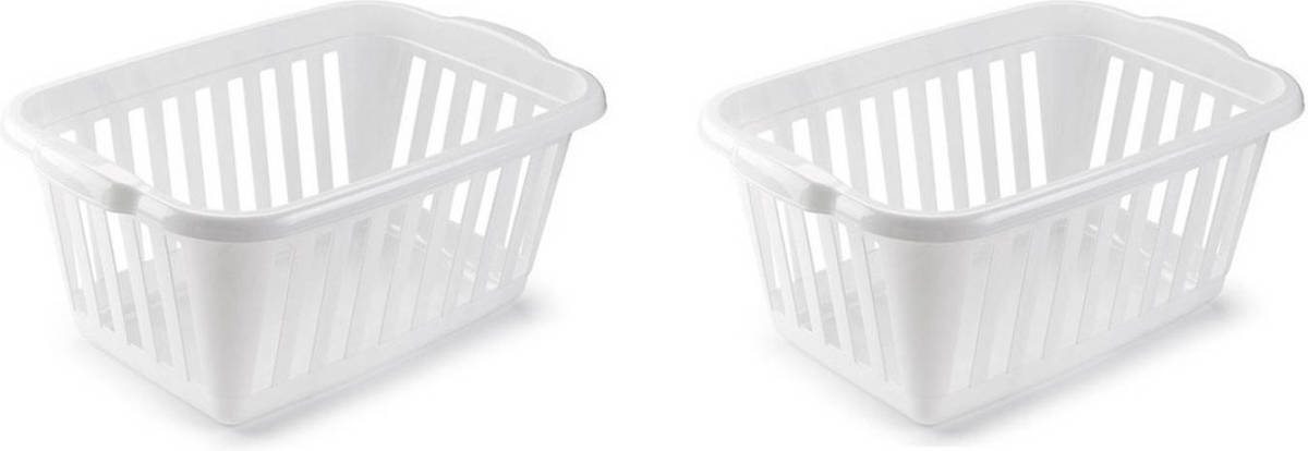 Forte Plastics 2x Stuks Kunststof Open Wasmand Van 35 Liter In Het Wit - Wasmanden