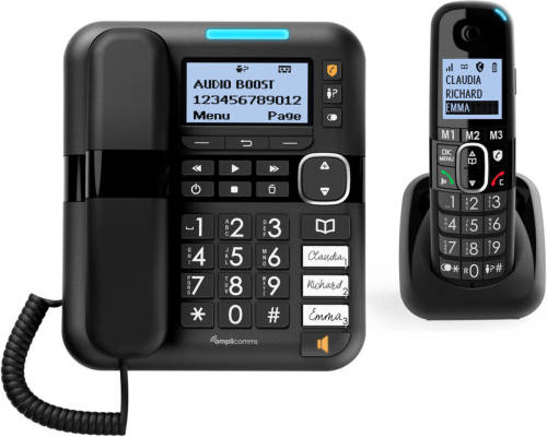 Amplicomms Bt1580 Combo Draadloos Telefoon Groot Lcd Display - Grote Toetsten - Luid Bel Signaal - Luid Gespreksvolume