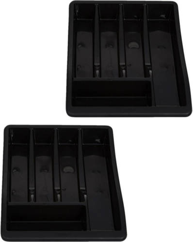 Whitefurze Bestekbak/keuken Organizer - 2x - 5-vaks - Zwart - 30 X 38 X 6 Cm - Bestekbakken