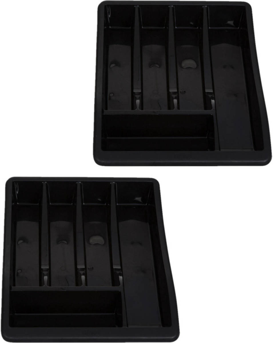 Whitefurze Bestekbak/keuken Organizer - 2x - 5-vaks - Zwart - 30 X 38 X 6 Cm - Bestekbakken