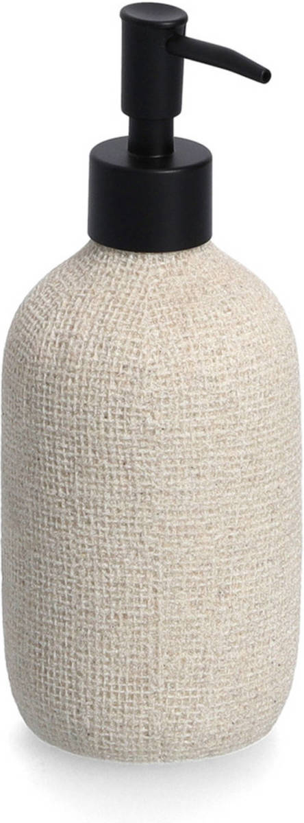 Zeller Zeeppompje/dispenser Kunststeen - Beige - 8 X 20 Cm - Natural Jute Look - Zeeppompjes