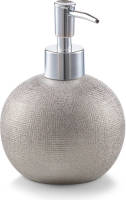 Zeller Zeeppompje/dispenser Keramiek - Zilver Glitter - 10 X 14 Cm - Zeeppompjes