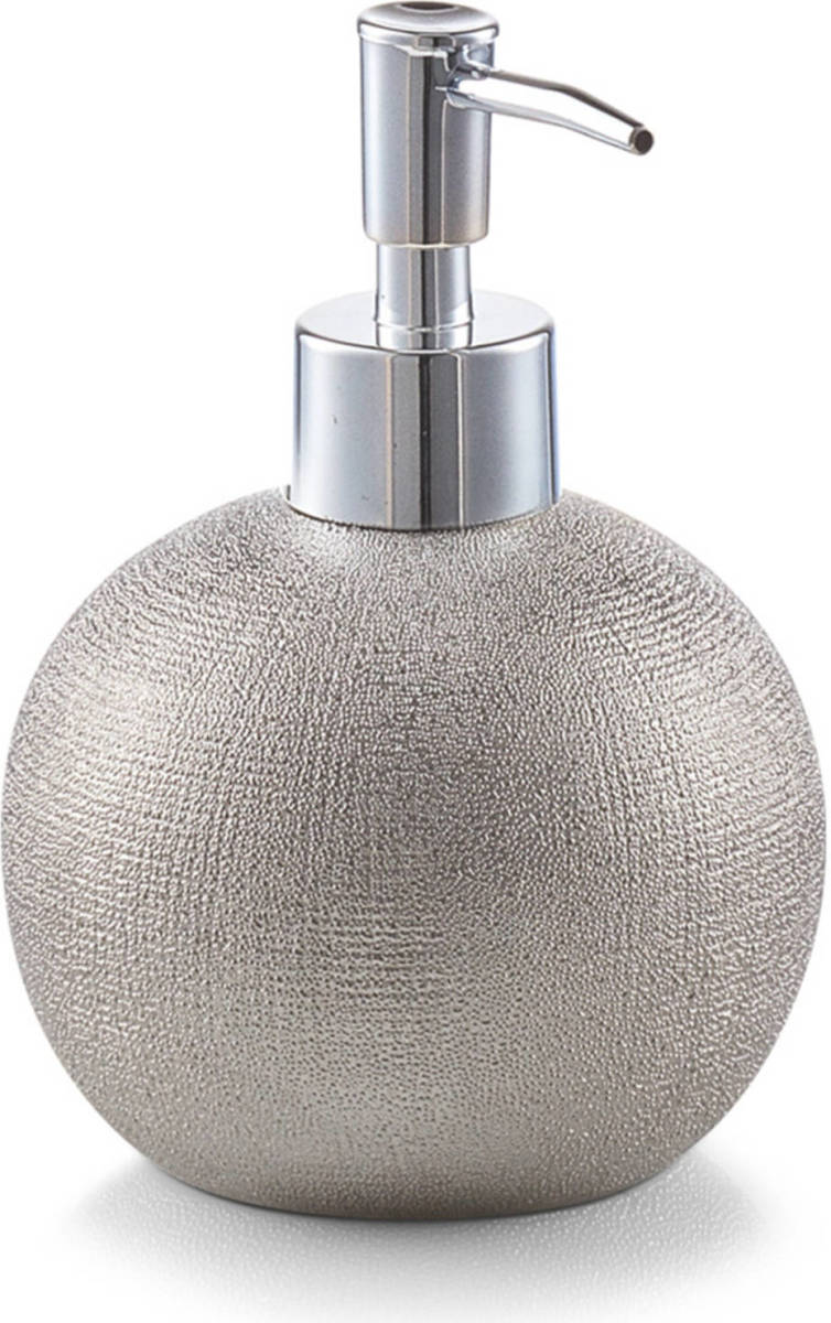 Zeller Zeeppompje/dispenser Keramiek - Zilver Glitter - 10 X 14 Cm - Zeeppompjes
