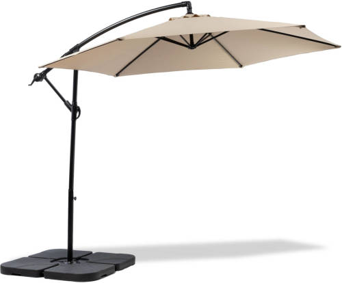 MaxxGarden Zweefparasol - Parasol Set Met Tegels - Ø300 Cm (Taupe)