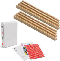 Engelhart 4x Speelkaarten Houders Hout 26 Cm Inclusief 54 Speelkaarten Rood - Speelkaarthouders