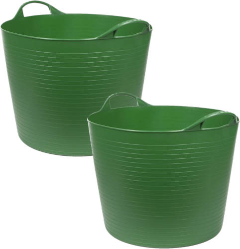 Benson 2x Stuks Flexibele Kuip Emmers/wasmanden Rond Groen 45 Liter - Wasmanden