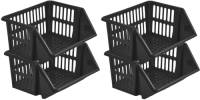 Whitefurze Mand/organizer - 4x - Stapelbaar - Zwart - 35 X 29 X 27 Cm - Opbergmanden