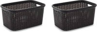 Forte Plastics 2x Stuks Kunststof Open Rotan Wasmand Van 35 Liter In Het Donkerbruin - Wasmanden