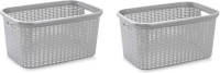 Forte Plastics 2x Stuks Kunststof Open Rotan Wasmand Van 35 Liter In Het Zilvergrijs - Wasmanden