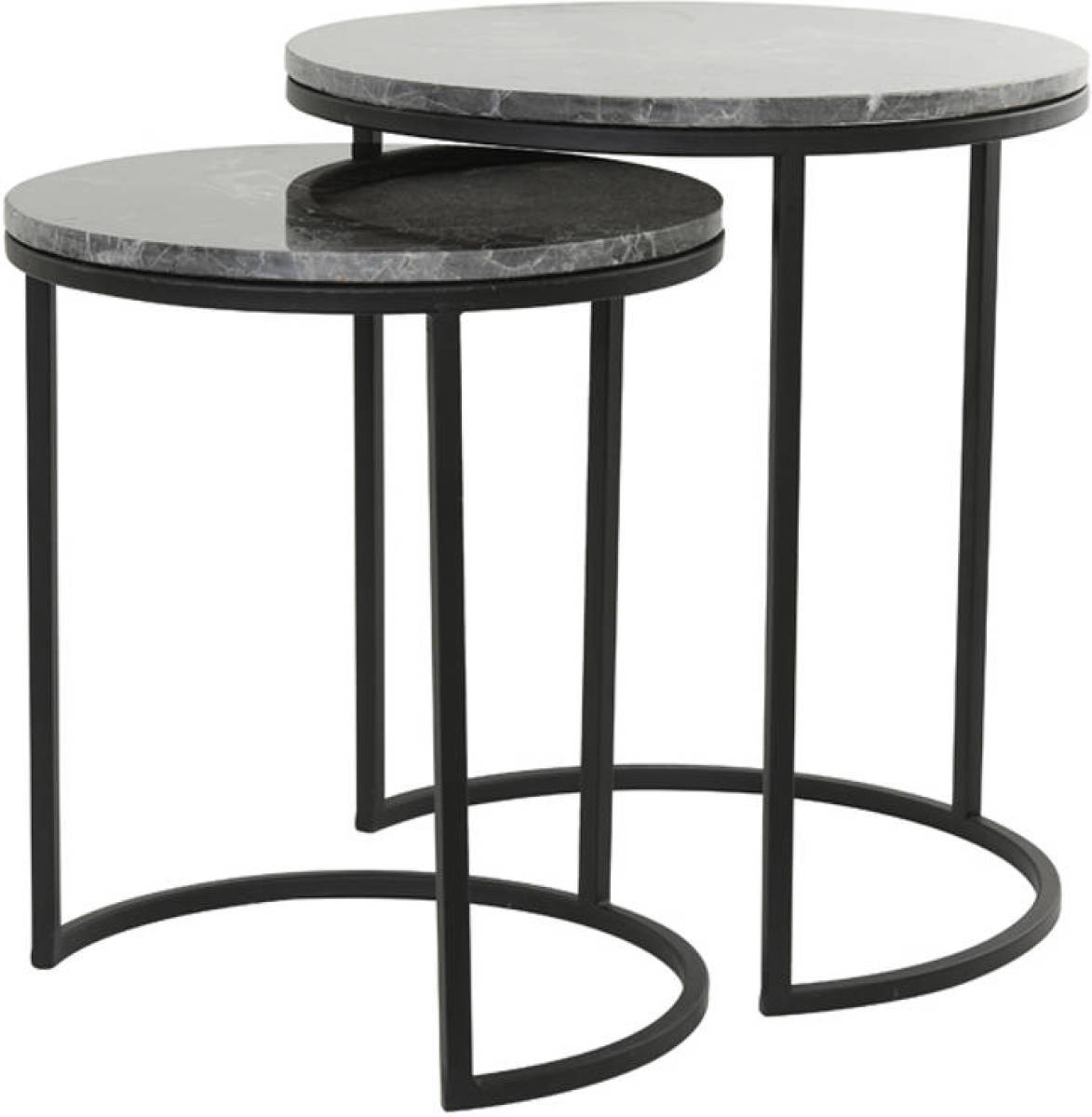Light & Living - Bijzettafel - Alfio - 49x49x53.5cm - Beton Steen - Bruin - Set Van 2