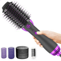 AG Store Ag100 Luxe 3-in-1 Fohnborstel - Keramische Fohnborstels - Inclusief Travelbag, 12 Kleefrollen & 12 Haarclips Krulborstel