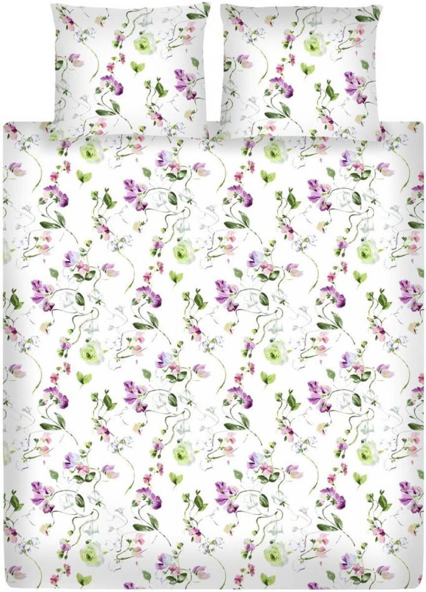 Ten Cate Eenpersoons Katoenen Dekbedovertrek Jardin '22 - 140x200/220 Cm + 1 Kussensloop 60x70 Cm - Wit