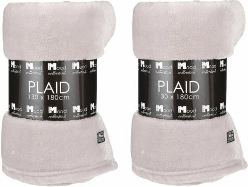 In The Mood 2x Stuks Fleece Dekens/fleeceplaids Lichtbeige 130 X 180 Cm Polyester - Plaids