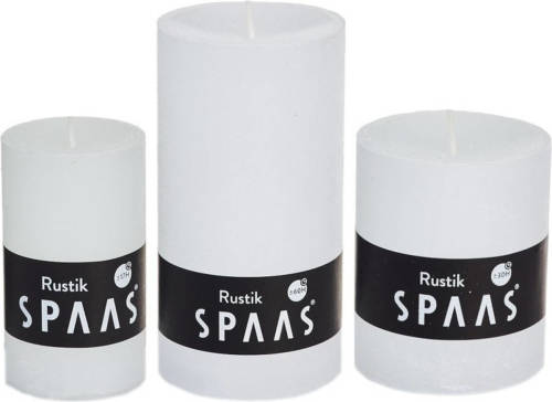 Candles by Spaas 3x Witte Rustieke Cilinderkaarsen/stompkaarsen Set - Stompkaarsen