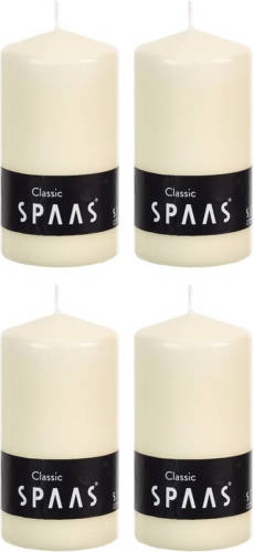 Candles by Spaas 4x Ivoor Cilinderkaarsen/stompkaarsen 6 X 10 Cm 25 Branduren - Stompkaarsen