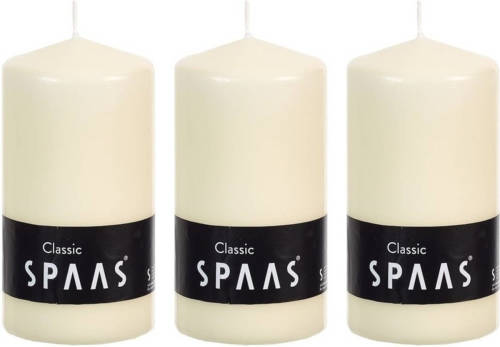 Candles by Spaas 3x Ivoor Cilinderkaarsen/stompkaarsen 6 X 10 Cm 25 Branduren - Stompkaarsen