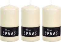 Candles by Spaas 3x Ivoor Cilinderkaarsen/stompkaarsen 6 X 10 Cm 25 Branduren - Stompkaarsen