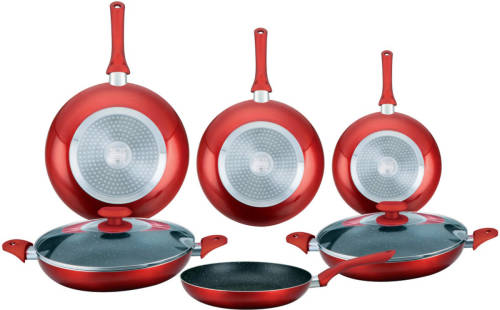 Herzberg Hg-6010 Kookpannenset - 6 Delig - Red