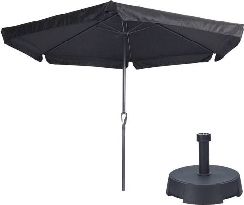 Lesliliving Parasol Gemini Zwart Ø300 Cm Inclusief Parasolvoet 25 Kg