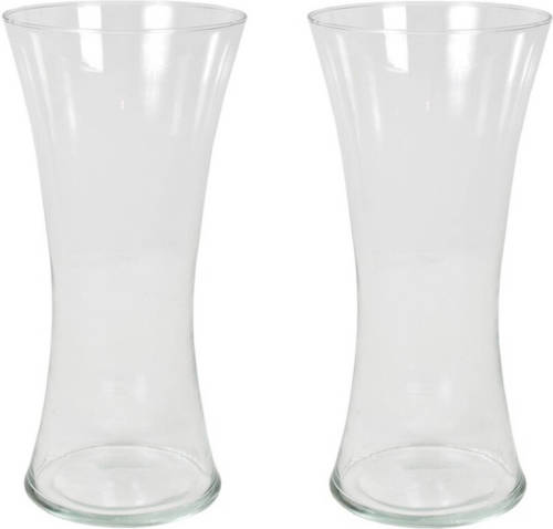 Gerim Set Van 2x Stuks Bloemenvaas/vazen Van Transparant Glas 36 X 18 Cm - Vazen