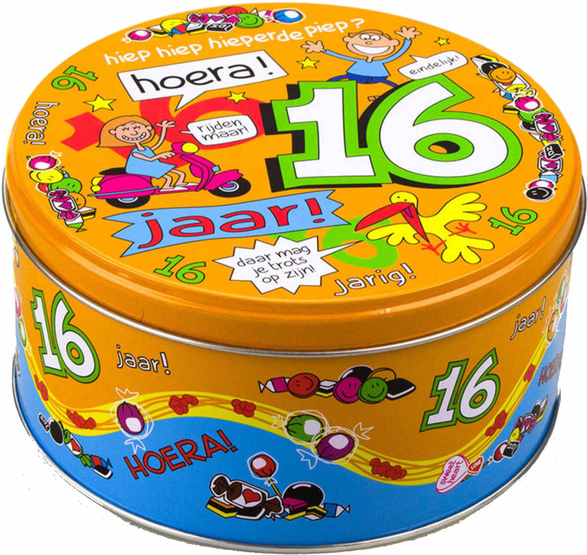 Paperdream 16 Jaar Snoeptrommel/voorraadtrommel Cadeau Voor 16e Verjaardag - Cadeau Blikken